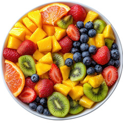 Obraz premium Fresh Fruit Salad with Mango, Kiwi, and Strawberries Isolated on a Transparent Background