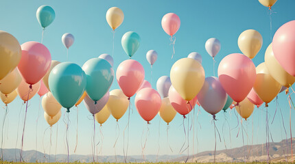 Vibrant Colorful Balloons in the Sky | Party and Celebration Balloon Image