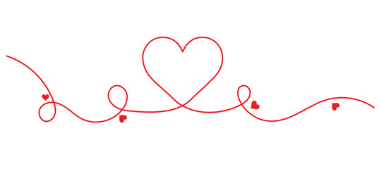 Hand drawn heart line art banner background transparent isolated