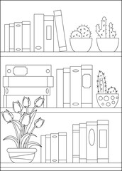 tulip bookshelf minimal style coloring book page