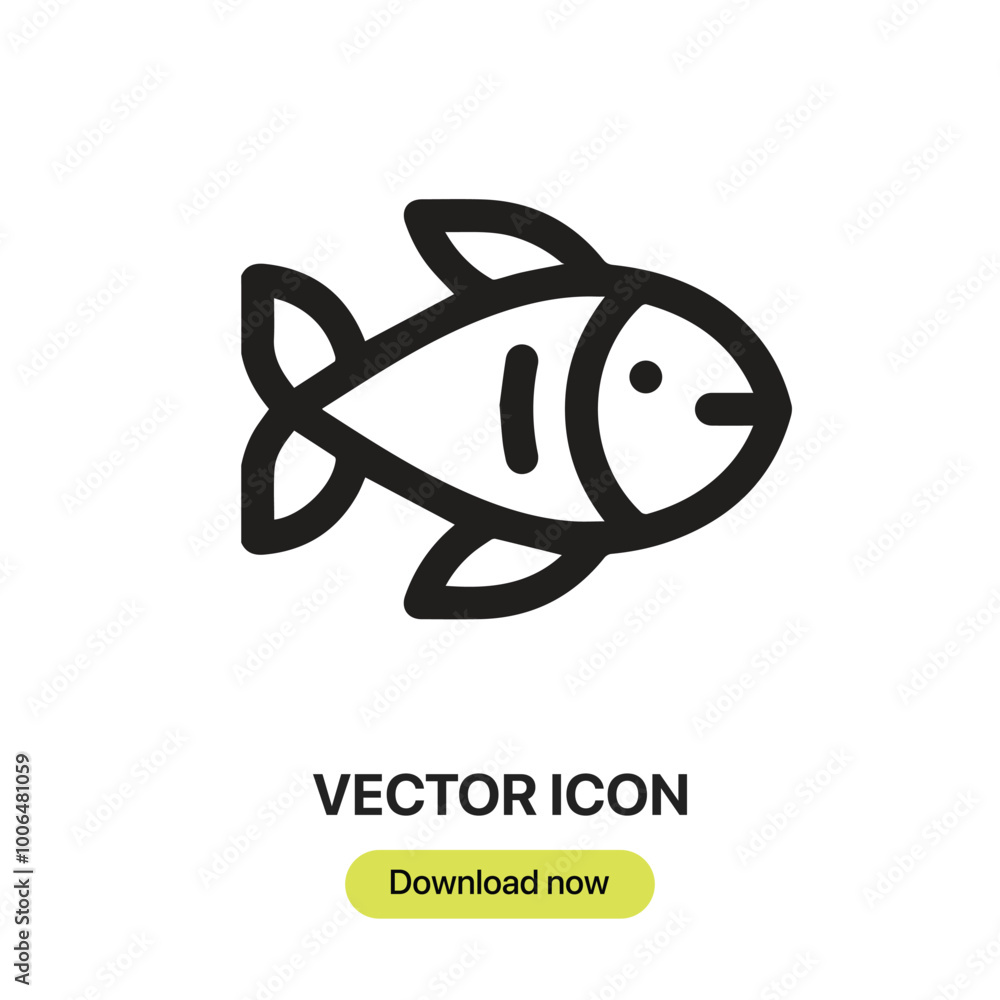Poster fish icon vector. linear-style sign for mobile concept and web design. fish symbol illustration. pix