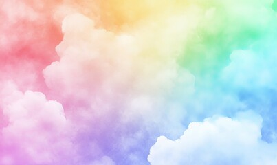 Fototapeta premium Abstract colorful cloudscape with a pastel rainbow.