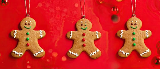 Naklejka premium Gingerbread Men Christmas Ornaments