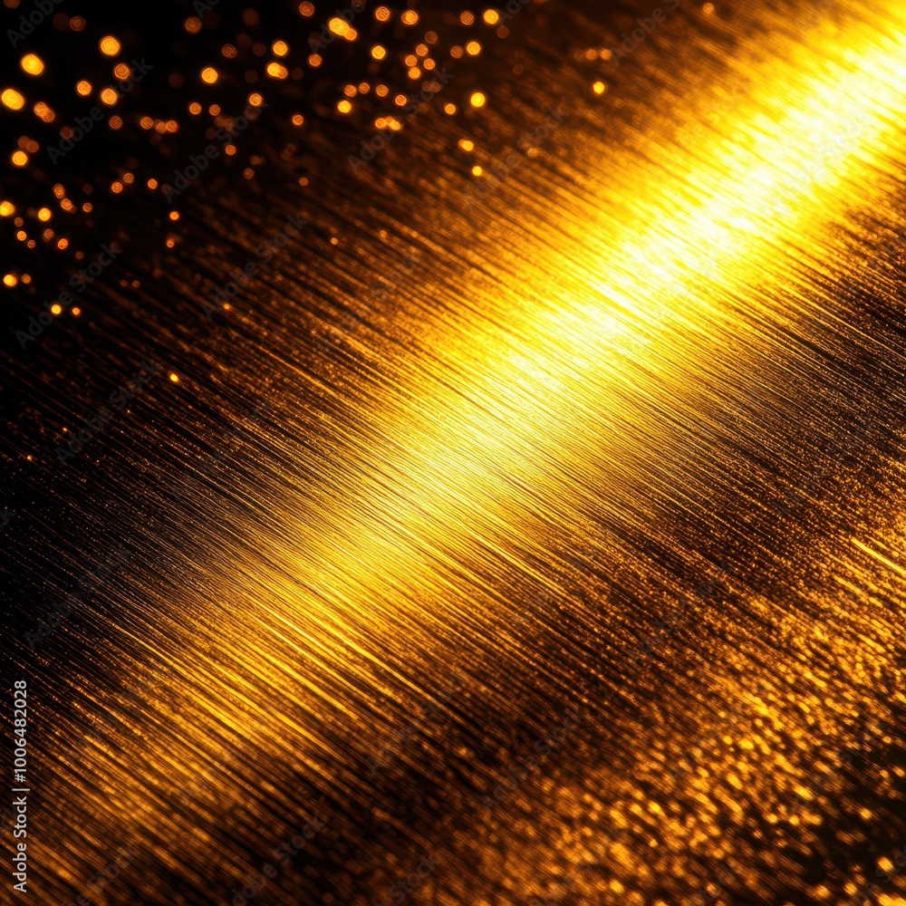 Aufkleber golden shimmering abstract background with glowing particles and textured surface.