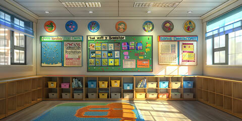 Resource Room Teacher's Wall: Featuring educational resource posters, learning aids, and a board with resource room schedule