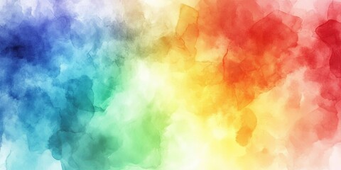 Abstract watercolor background with blue, green, yellow, orange and red colors.