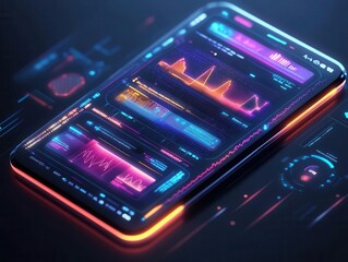 Chronic disease management with a digital app, vibrant interface, sleek design, soft lighting, futuristic style