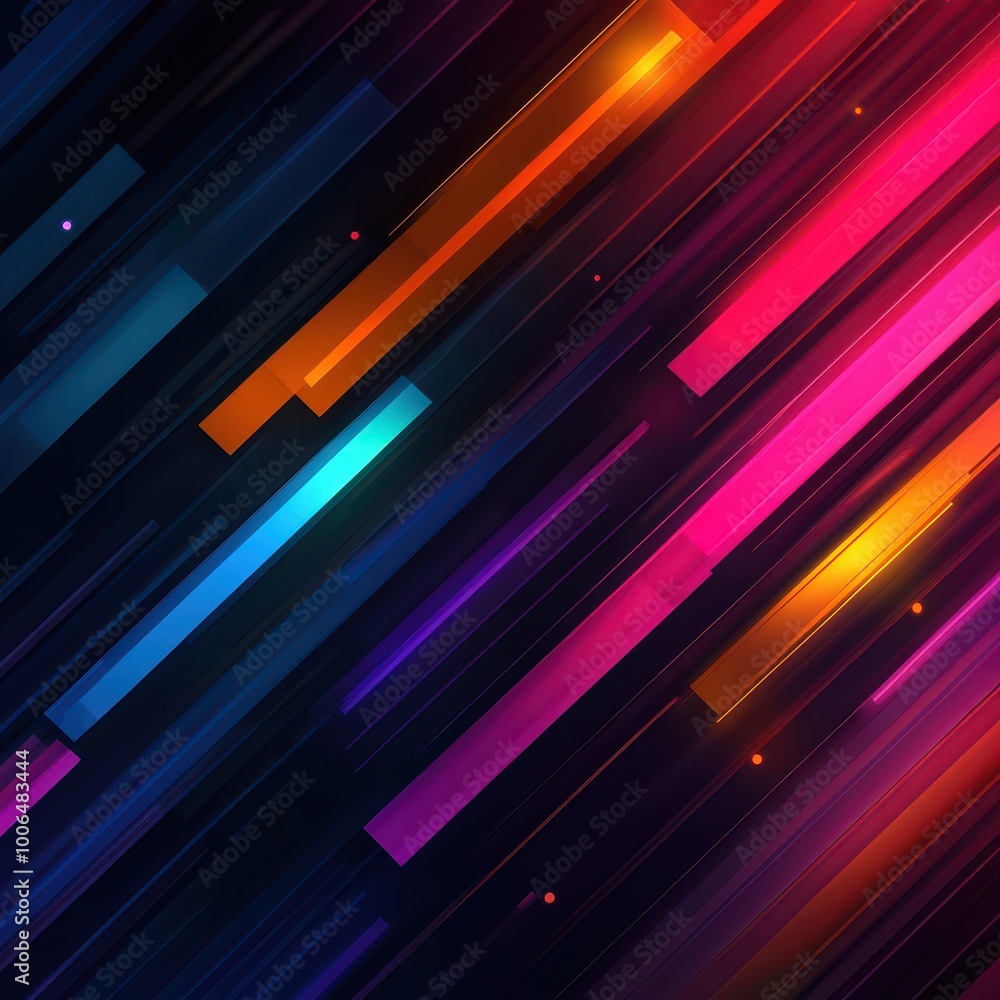 Poster vibrant abstract background featuring colorful, glowing lines on a dark backdrop for modern design p