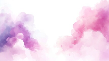Fototapeta premium Abstract watercolor background with pink and purple clouds on a white background.