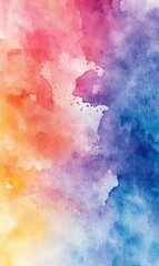 Obraz premium Abstract watercolor background with vibrant colors transitioning from yellow to red to blue.