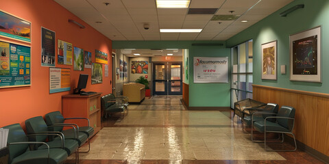 Community Outreach Coordinator's Wall: Featuring community event flyers, volunteer opportunities, and a board with community partnership details