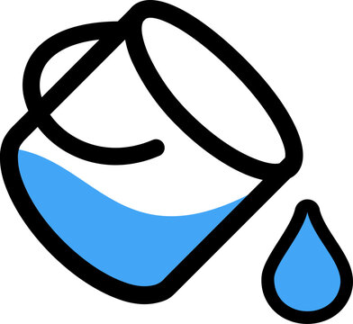 recommend clip art: A black and white outline of a blue bucket pouring blue liquid.