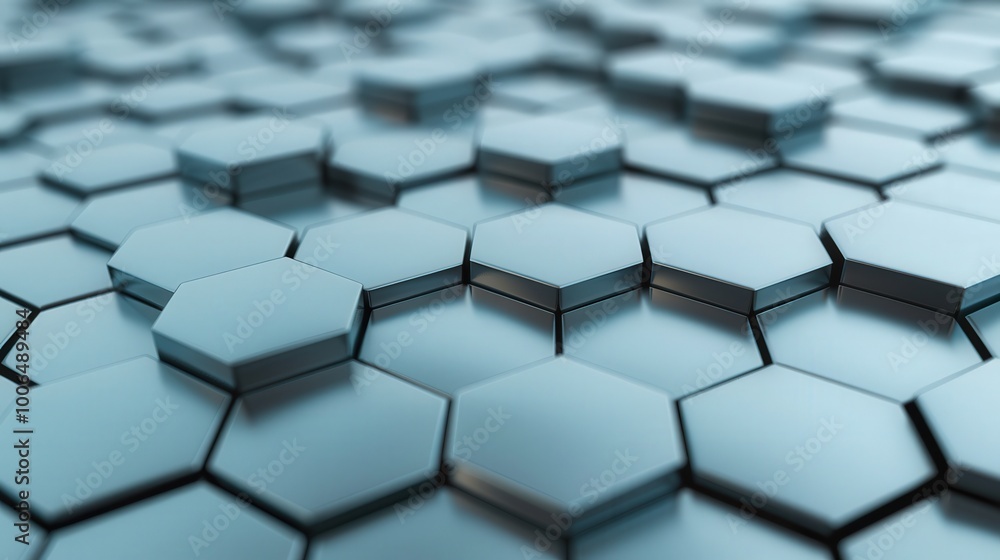 Canvas Prints hexagonal metal grid structure, a dynamic 3d backdrop featuring diverse elevations and sleek metalli