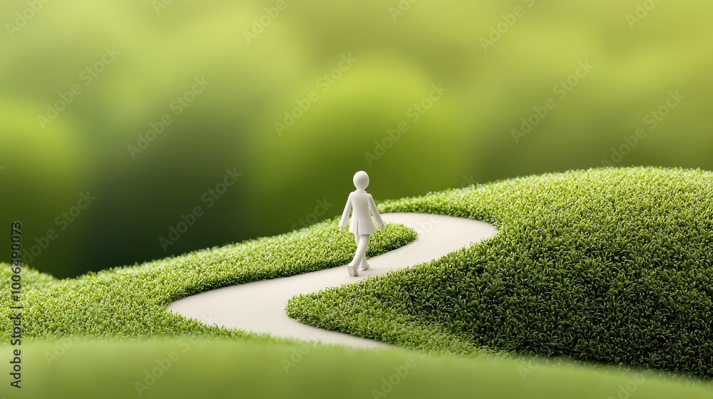 Poster ignorance and confidence for success: a playful scene where a figure confidently walks on a path wit