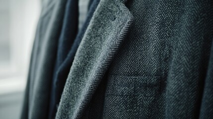 Fototapeta premium A close-up of a men's casual jacket in textured fabric, highlighting quality and modern design against a bright white backdrop