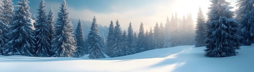 Snowy Winter Forest with Pine Trees