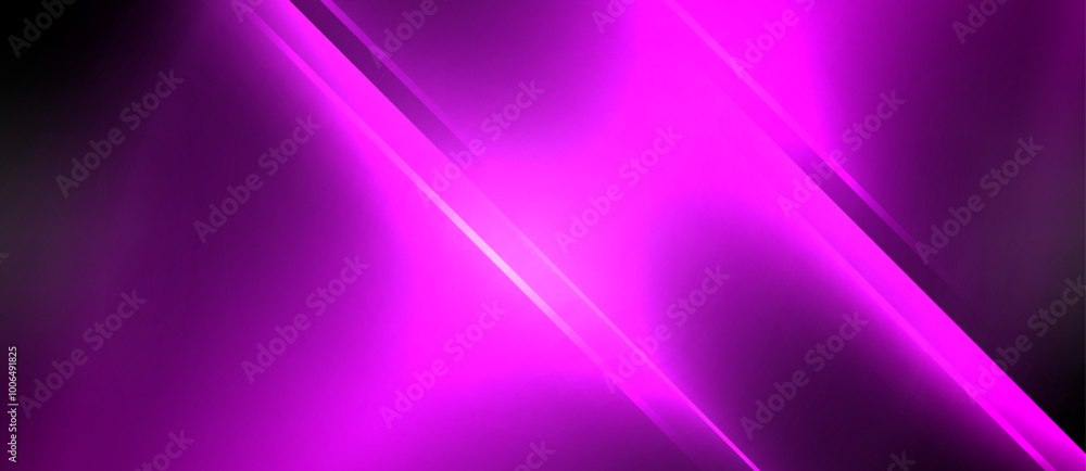 Poster neon dynamic diagonal light rays background. techno digital geometric concept design for wallpaper, 