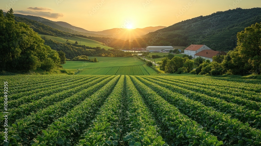 Wall mural Sunset Over Farmland