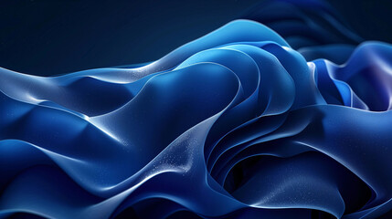 Fototapeta premium Abstract Blue Shape with Fluid Curves and Volumetric Lighting on Dark Background in Monochromatic Green Palette. High-Resolution, Sharp Focus Studio Design.