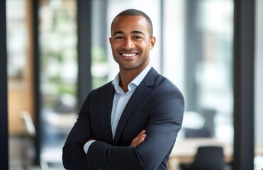 Fototapeta premium Portrait of a Confident Professional in a Modern Office Setting