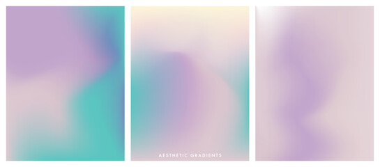 Winter season purple, turquoise pastel colored vertical vector banner. Aesthetic sky set. Blurred sky gradient background. Simple soft light backdrop. Gradient template design for poster, social post