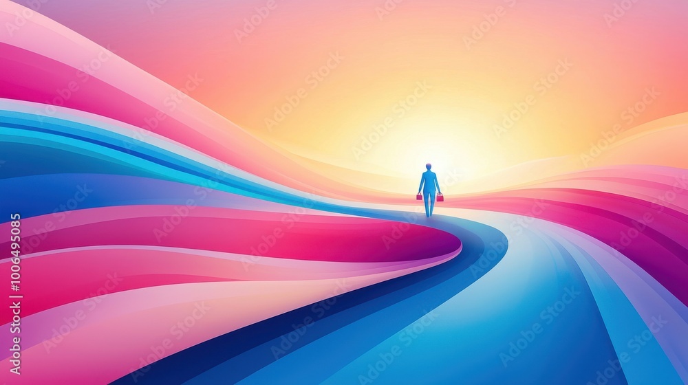 Poster locked path to success: a winding path with floating locks along the way, each one unlocking as the 