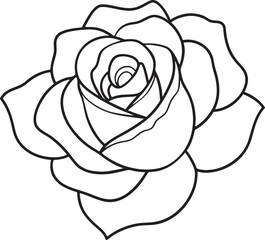 Black and white rose on a white background. Hand-drawn illustration.
