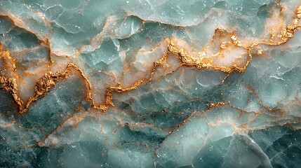 A smooth, pastel green marble background adorned with fine gold veins, offering a serene and luxurious vibe