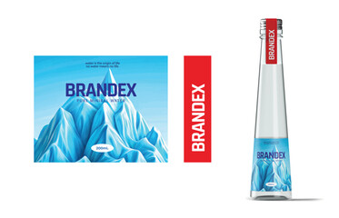 Editable Water Bottle Packaging Template for Branding and Marketing


