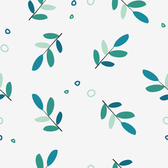 Seamless pattern with  simple hand drawn  leaves plant vector