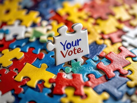 Engaging Puzzle Piece with Your Vote Message