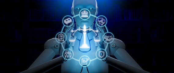 AI Law concept.Developing AI codes of ethics. Compliance,business policy,regulation,AI...