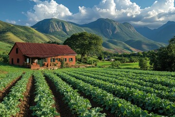Farmhouse in a Mountain Valley