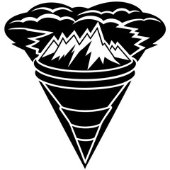 blizzard funnel cloud merging with mountains