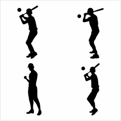 A collection of silhouettes of men playing baseball