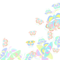 Heart of butterflies Valentine's day card beautiful pink butterflies.Tropical blue butterflies flying vector illustration. Spring beautiful insects.   Cute spring wallpaper.