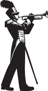 silhouette of marching band musician vector illustration isolated on transparent background.