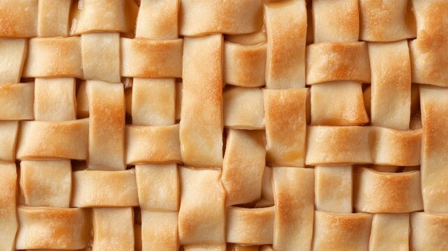 a pattern of Flaky apple pie with a lattice crust and caramel sauce