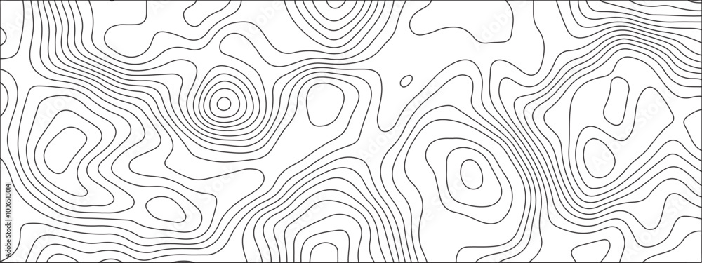 Aufkleber white background topography contour map with black curve lines. geography contour map linear backgro