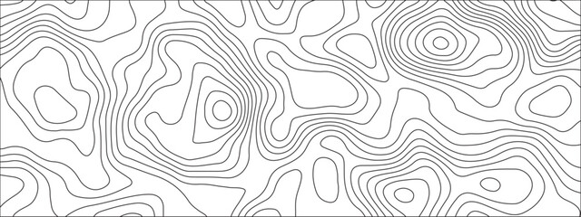 Fototapeta premium White background topography contour map with black curve lines. Geography contour map linear background vector illustration. White topology and topography vector design