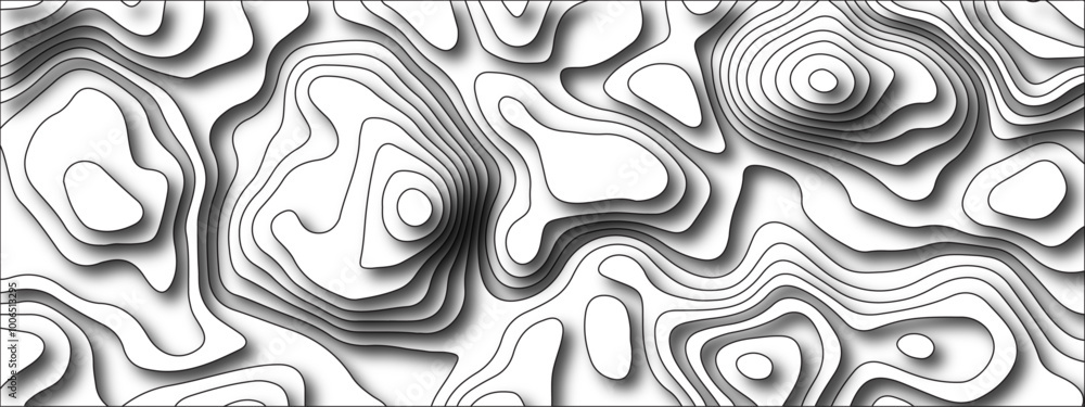 Aufkleber white background topography contour map with black curve lines. geography contour map linear backgro