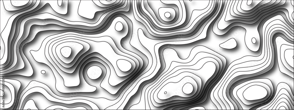 Aufkleber white background topography contour map with black curve lines. geography contour map linear backgro