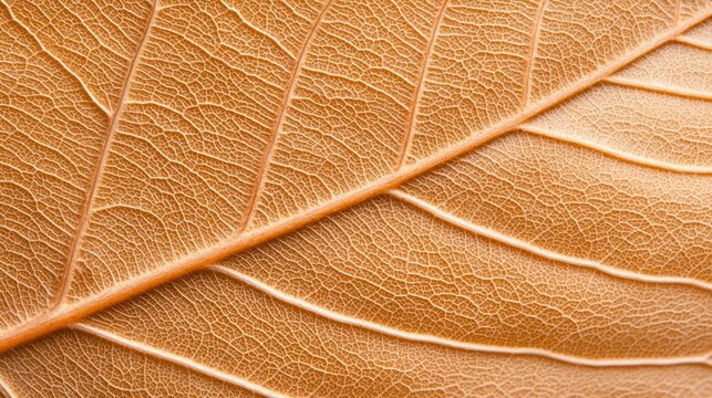 Macro Shot of Textured Autumn Leaf with Intricate Patterns in Rich Hues