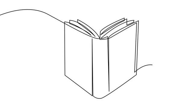 Continuous line art drawing of book illustration template
