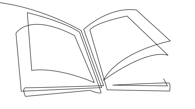 Continuous line art drawing of book illustration template