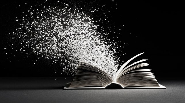 The Disappearing Truth: A book of knowledge that looks solid and reliable, but as pages are turned, they begin to dissolve into empty, meaningless words