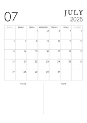 Black and White Simple Minimalist 2025 Year Planner,
