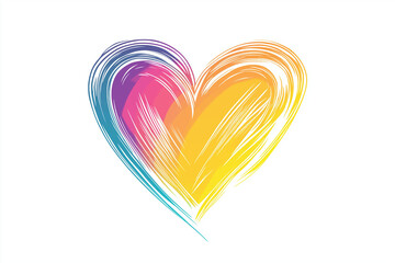 One continuous drawing of heart color shapes