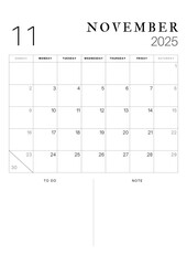 Black and White Simple Minimalist 2025 Year Planner,