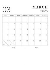 Black and White Simple Minimalist 2025 Year Planner,